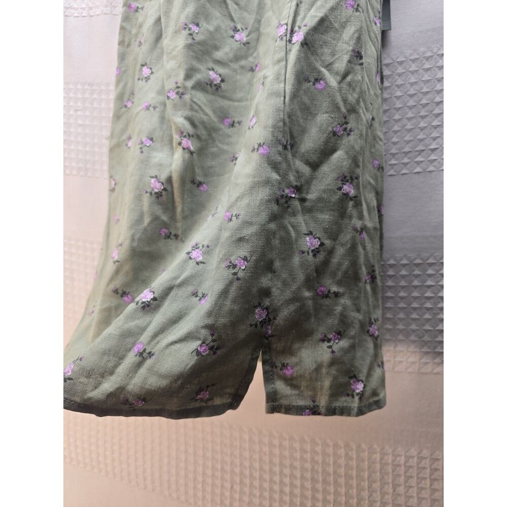 Art Class Cami Dress Girls Size 6/7 Green Linen Floral - Picture 3 of 6